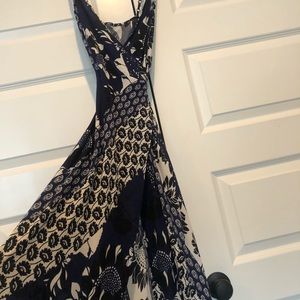 Beautiful blue and white wrap dress